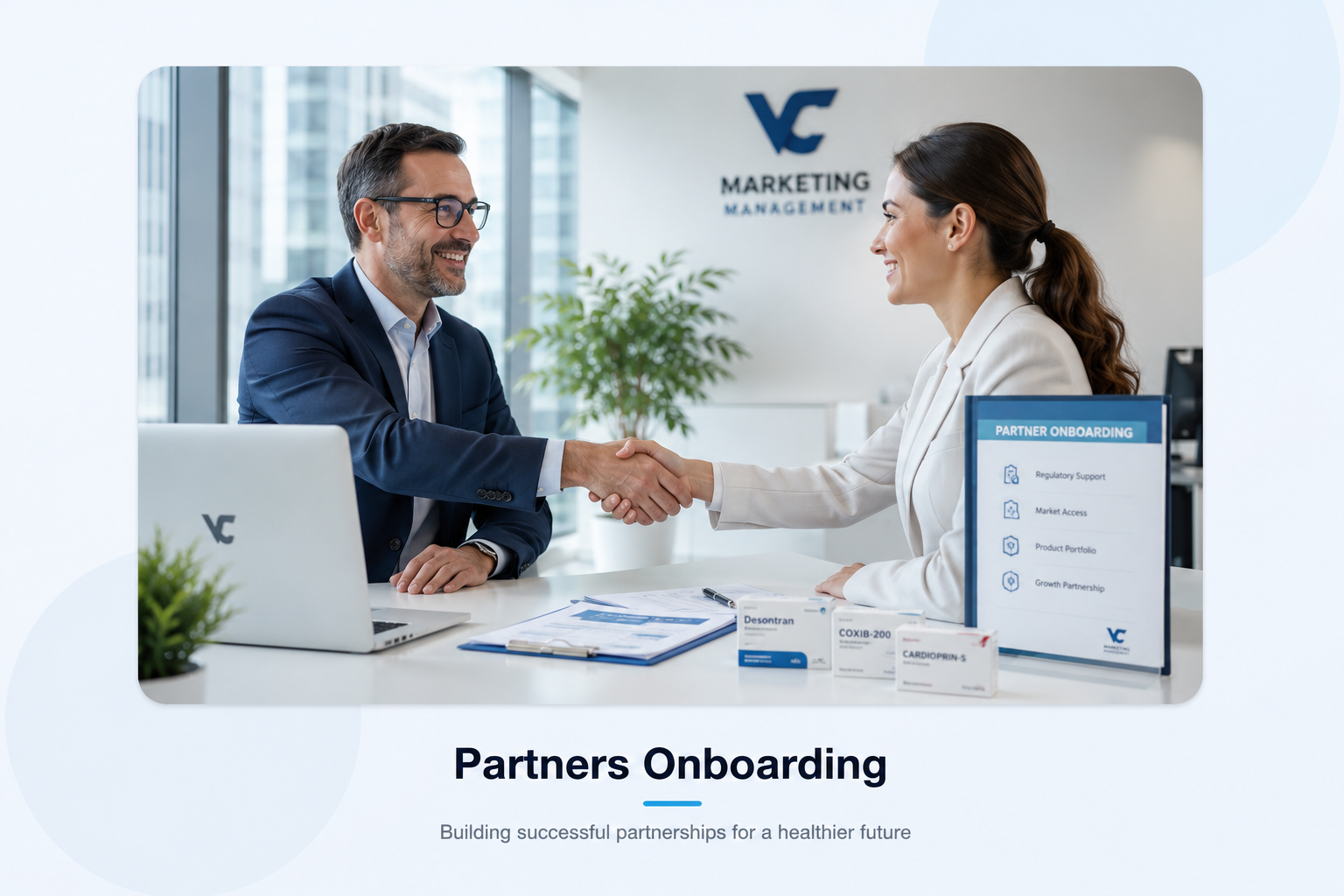 VC Marketing pharmaceutical partnership onboarding